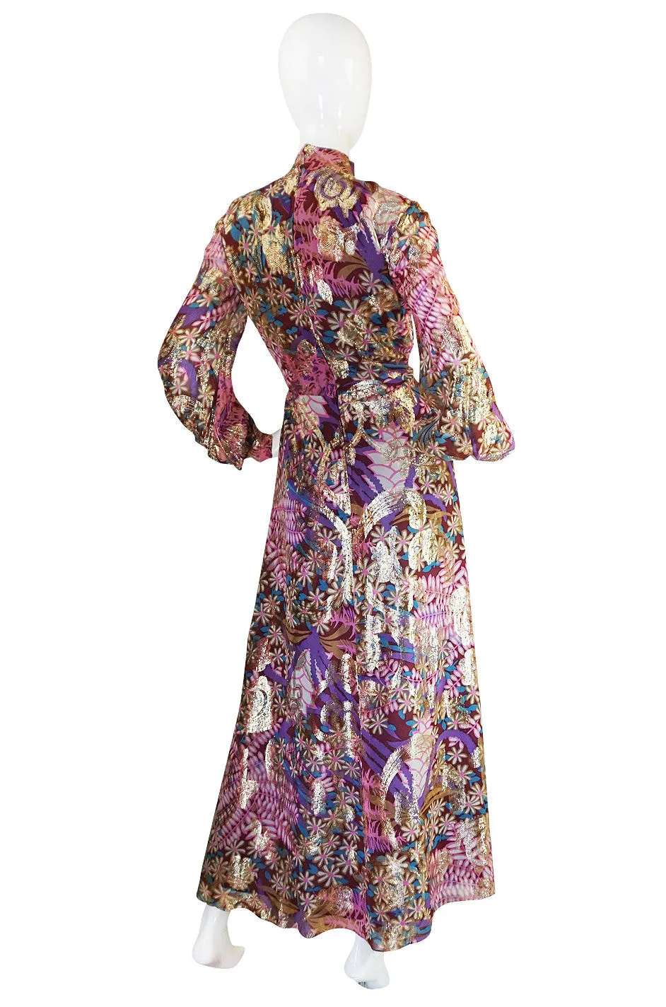 1960s Metallic Silk Chiffon Malcolm Starr Dress