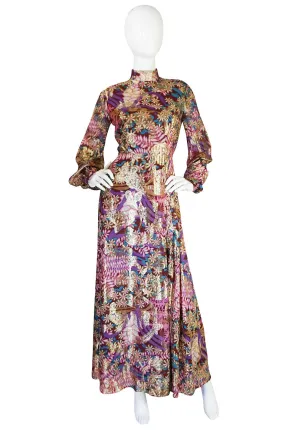 1960s Metallic Silk Chiffon Malcolm Starr Dress