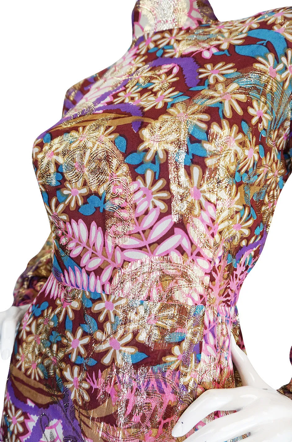 1960s Metallic Silk Chiffon Malcolm Starr Dress