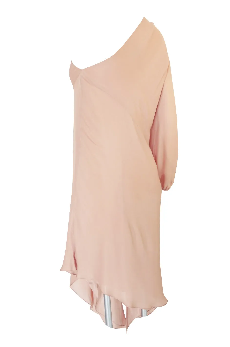 2016 Michelle Mason Nude Bias Cut Silk One Shoulder Dress