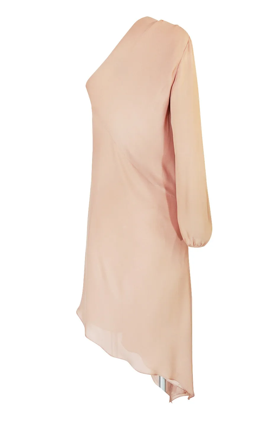 2016 Michelle Mason Nude Bias Cut Silk One Shoulder Dress