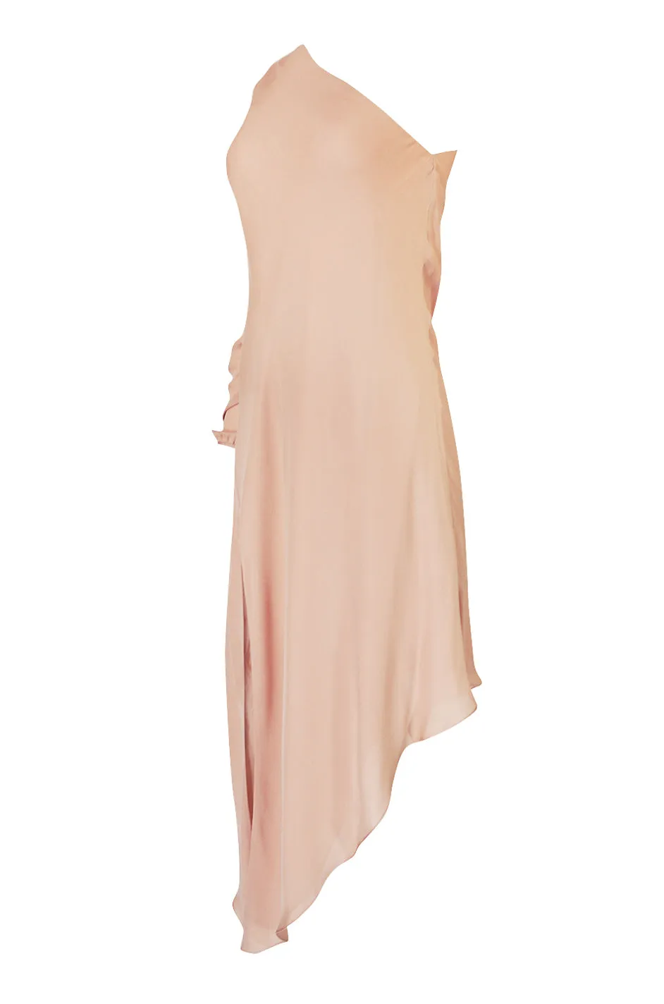 2016 Michelle Mason Nude Bias Cut Silk One Shoulder Dress