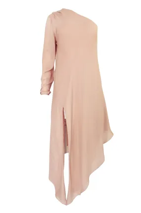 2016 Michelle Mason Nude Bias Cut Silk One Shoulder Dress