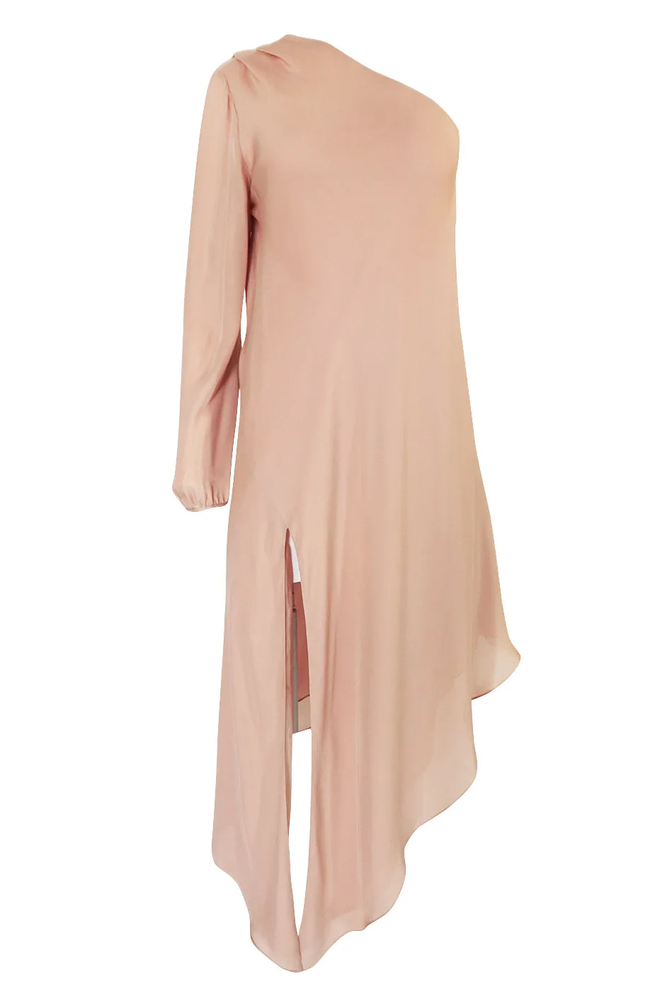 2016 Michelle Mason Nude Bias Cut Silk One Shoulder Dress