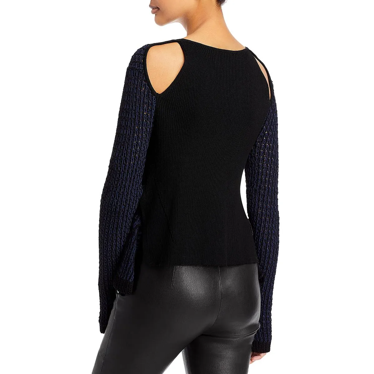 3.1 Phillip Lim Womens Woven HiiLow Crewneck Sweater