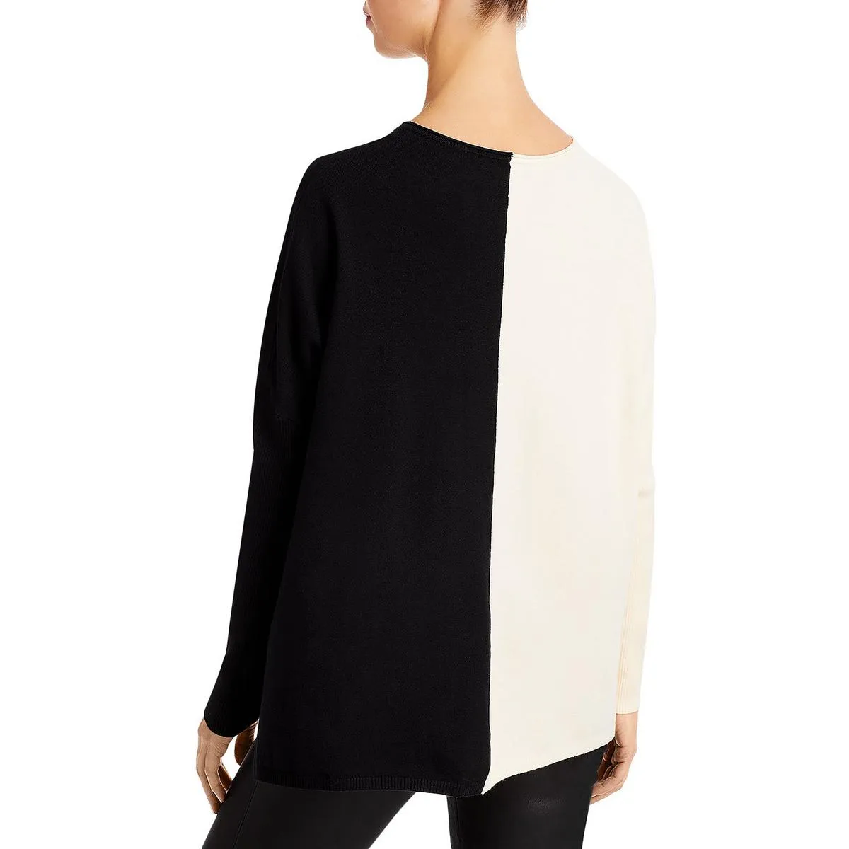 &BASICS Womens Knit Ribbed Trim Crewneck Sweater