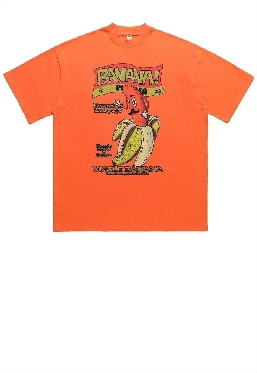Banana print t-shirt punk top skater slogan tee in white