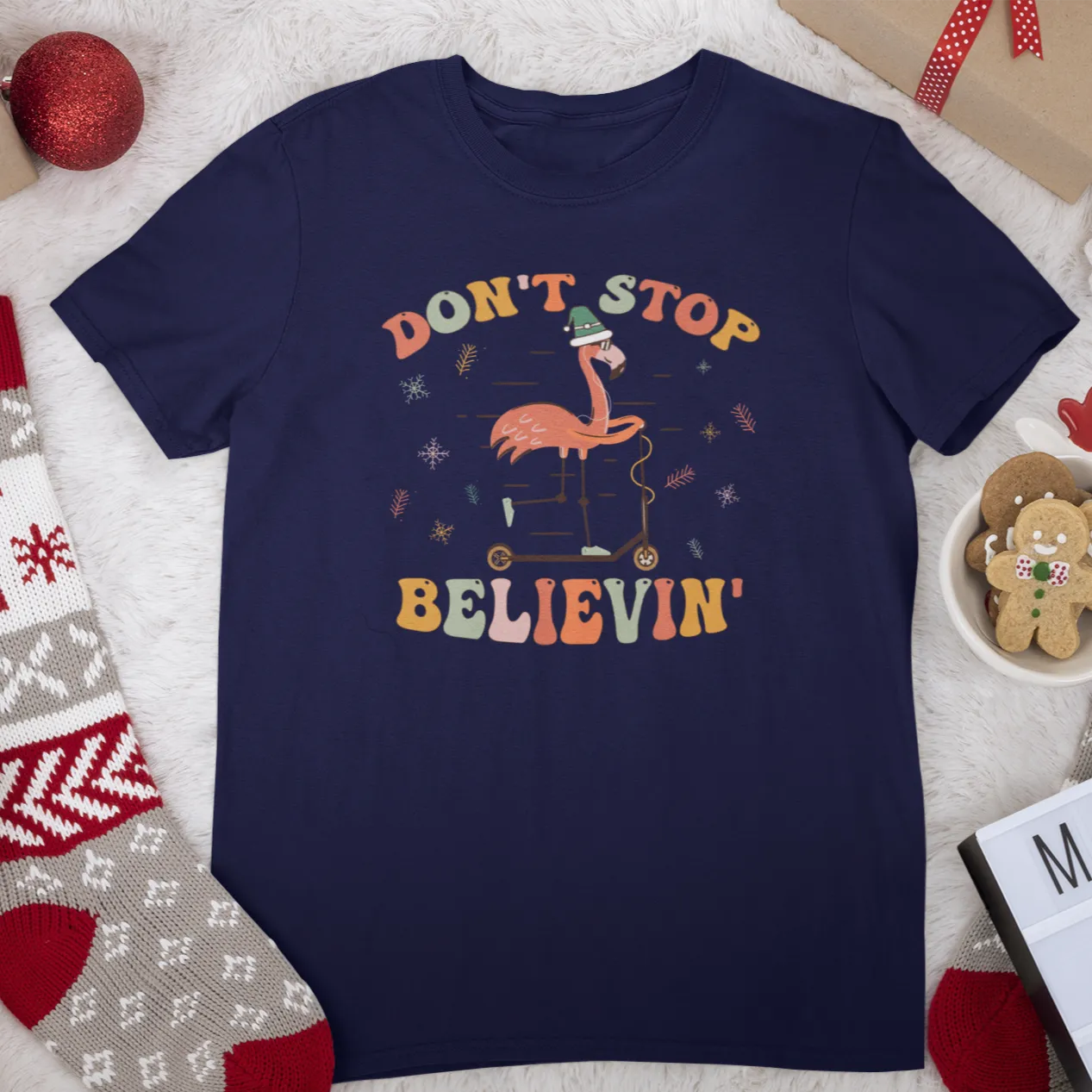 Don't Stop Believing Shirt, Christmas Shirt,Winter Shirt,Groovy Shirt, Christmas Groovy Shirt, Shirt For Christmas,Holiday Shirt, Retro Xmas