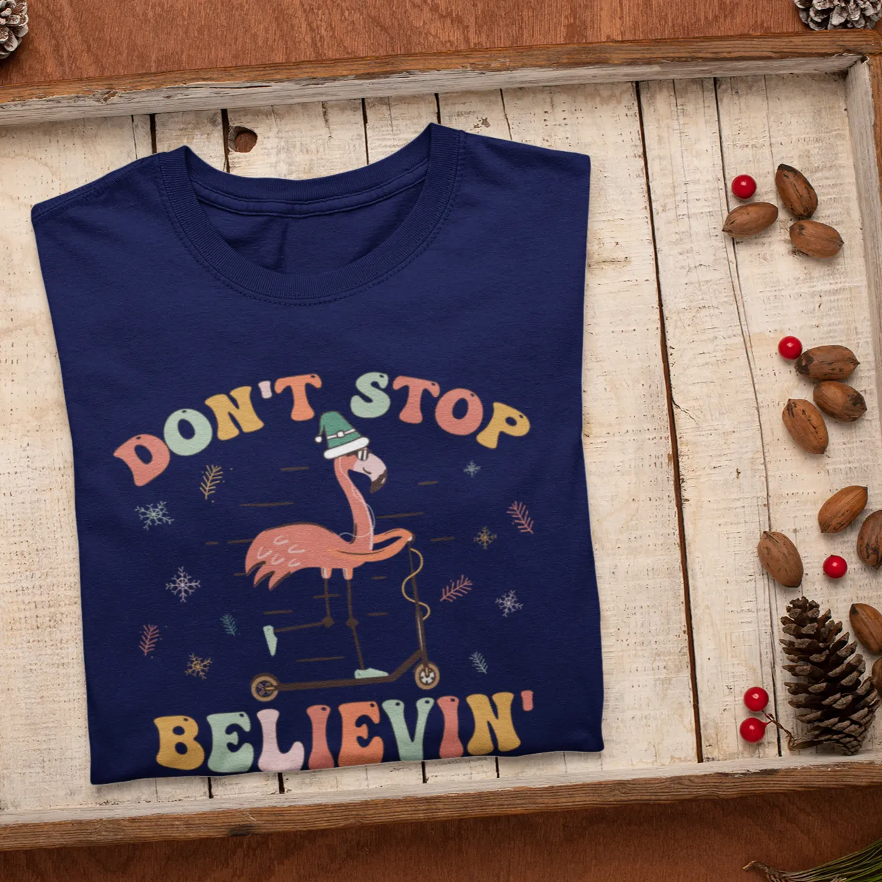 Don't Stop Believing Shirt, Christmas Shirt,Winter Shirt,Groovy Shirt, Christmas Groovy Shirt, Shirt For Christmas,Holiday Shirt, Retro Xmas