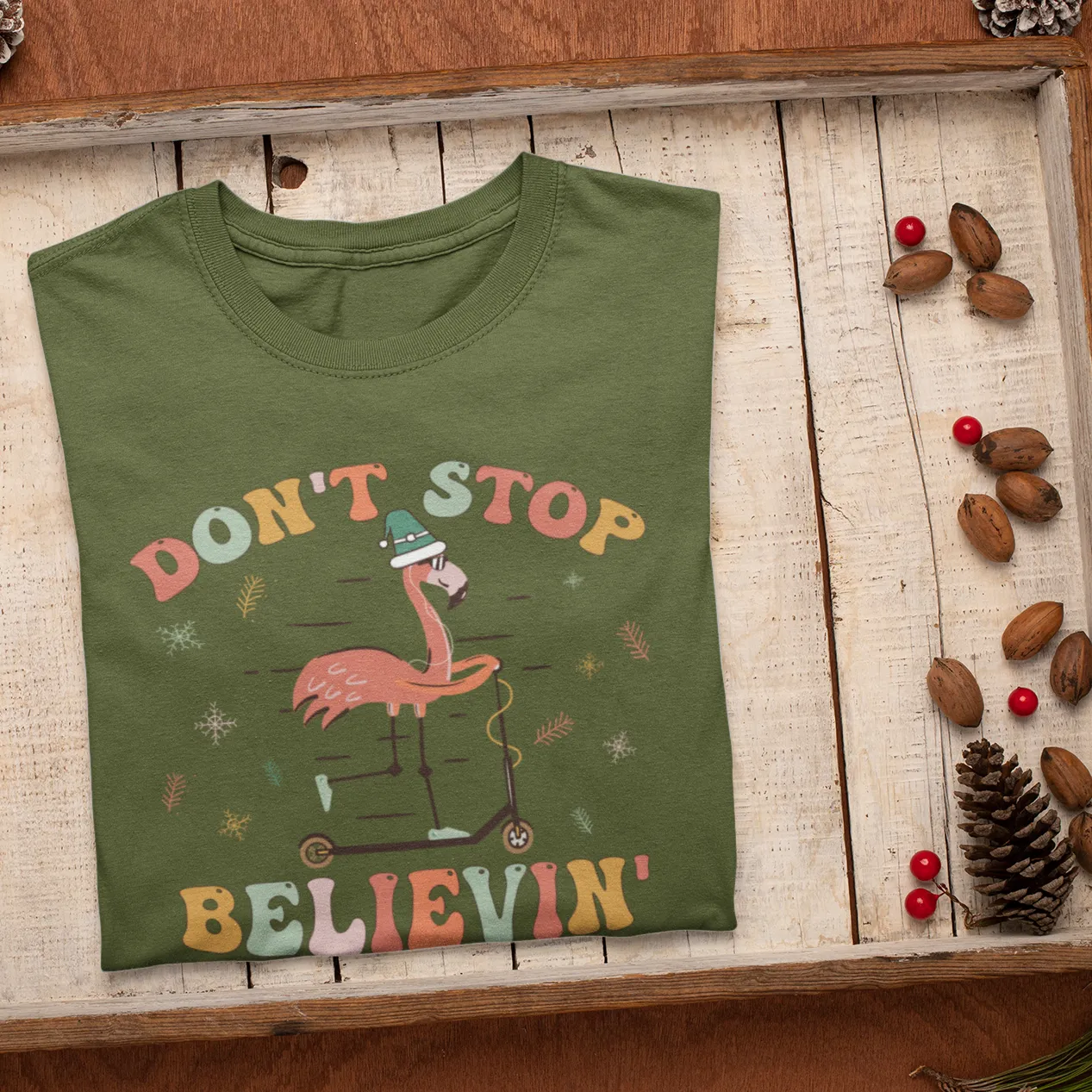 Don't Stop Believing Shirt, Christmas Shirt,Winter Shirt,Groovy Shirt, Christmas Groovy Shirt, Shirt For Christmas,Holiday Shirt, Retro Xmas