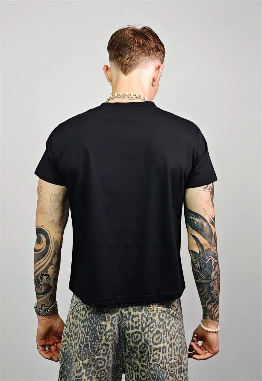 Flame print t-shirt slim fit unisex 90 number tee raver top