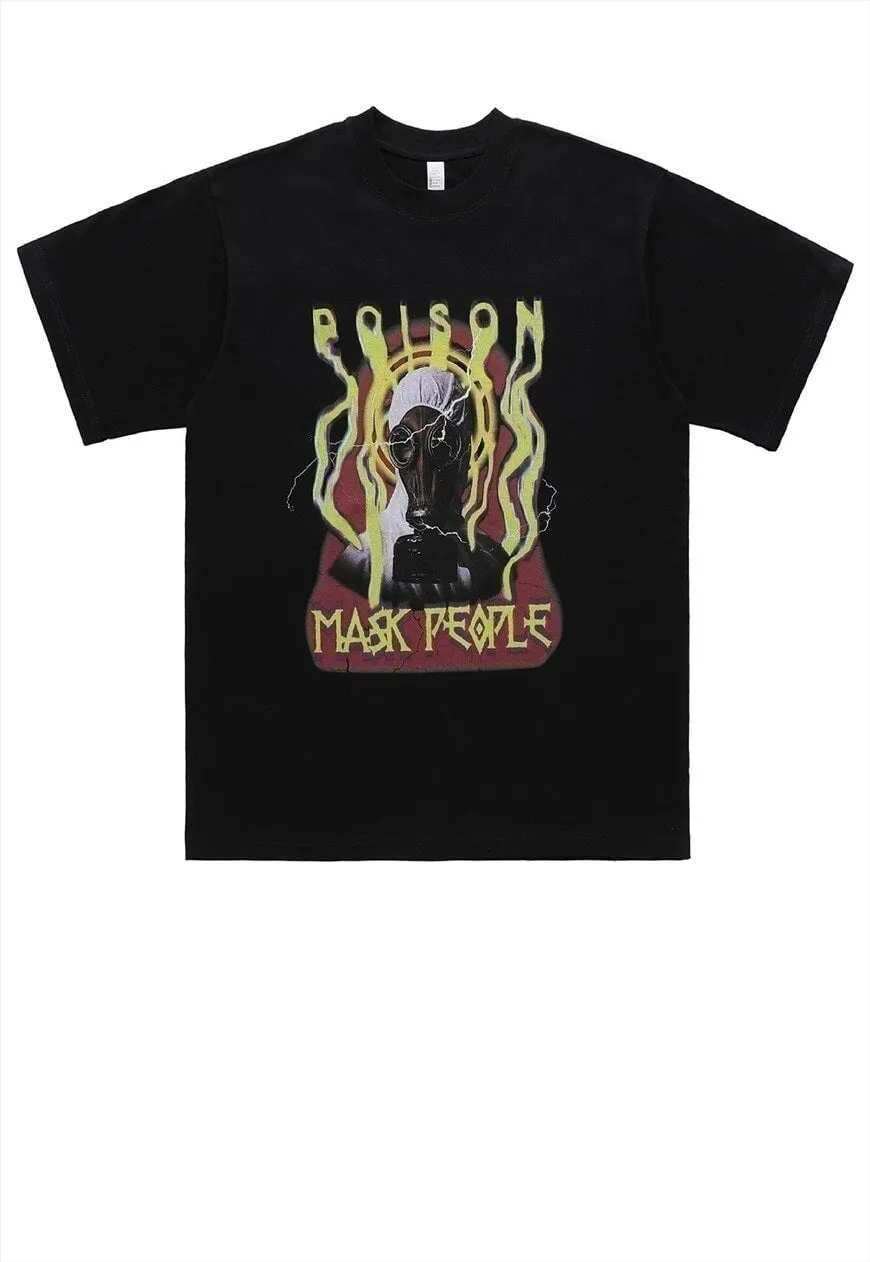 Gas mask t-shirt grunge tee retro punk poison top in white