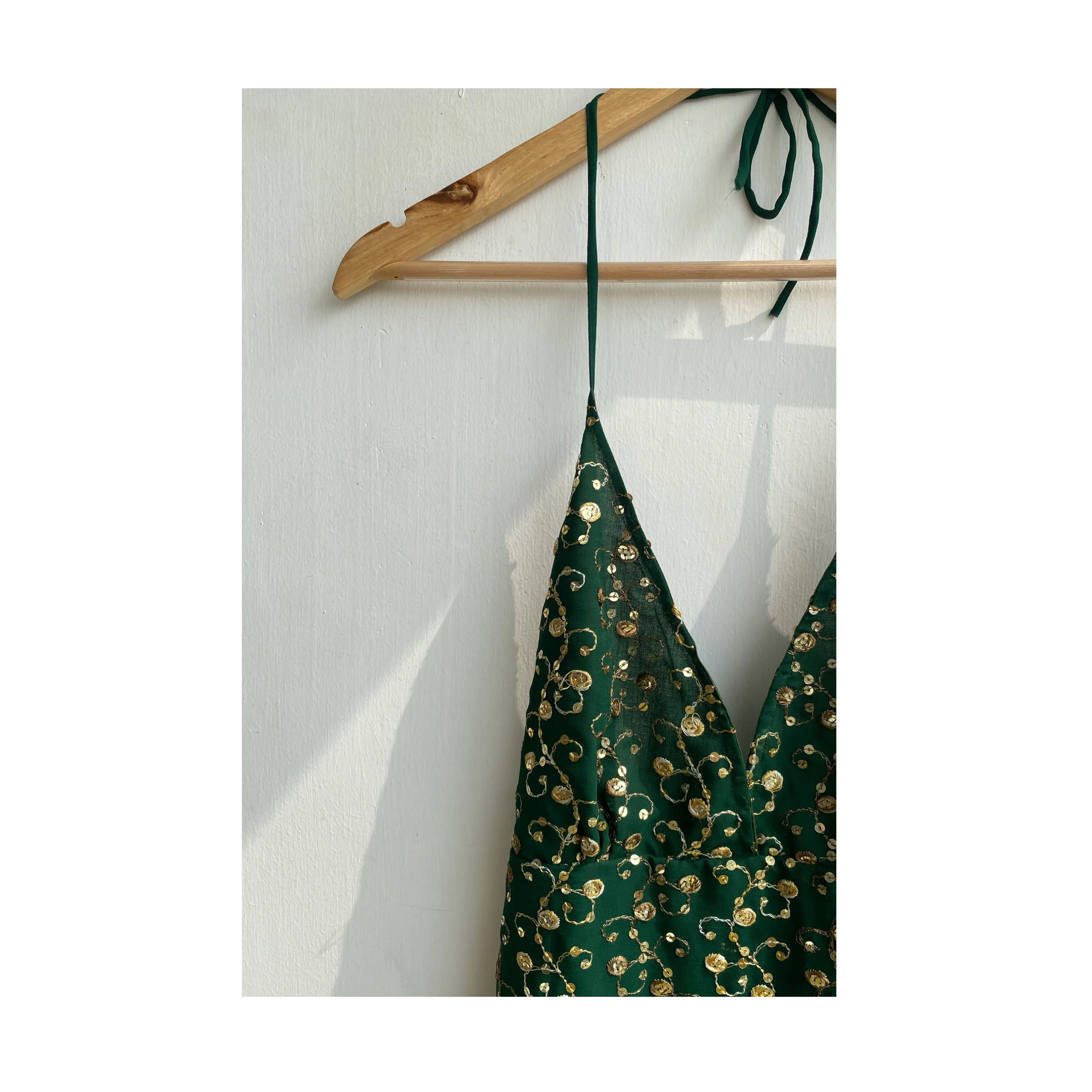 Green embroidery dress