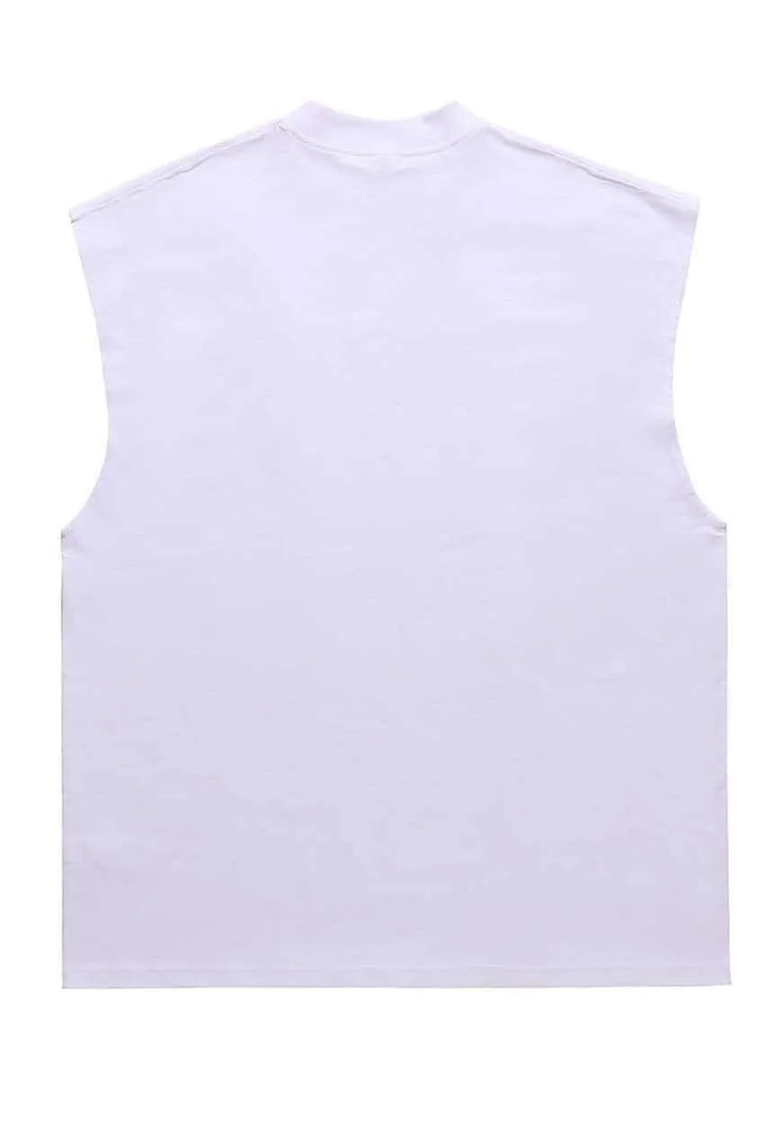 Jigsaw print sleeveless t-shirt retro tank top surfer vest