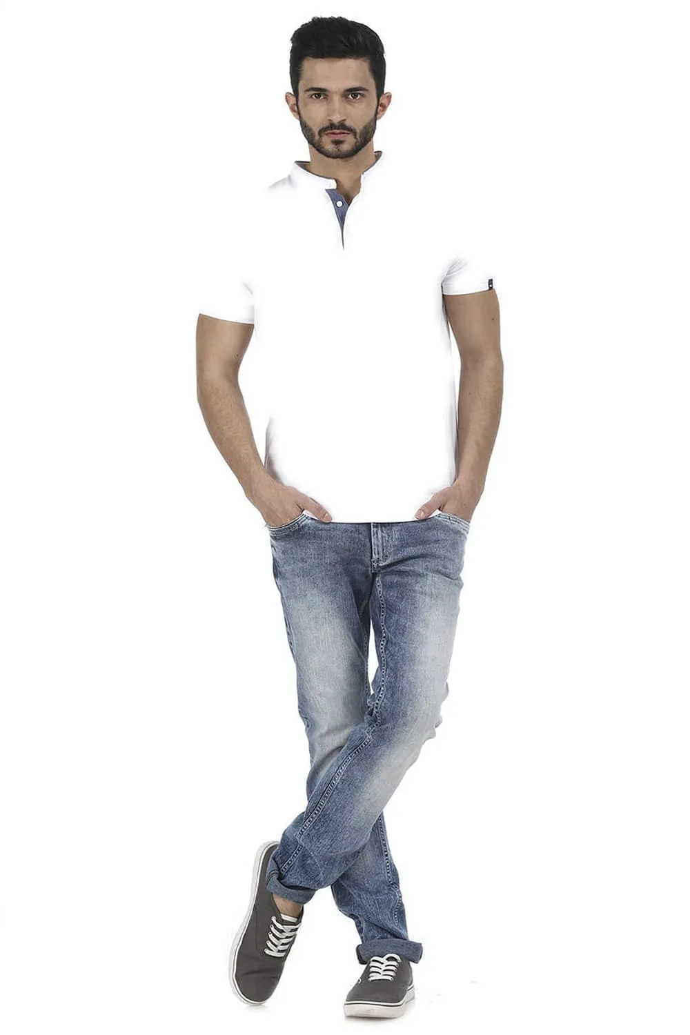 Muscle Fit Mandarin Collar T Shirt