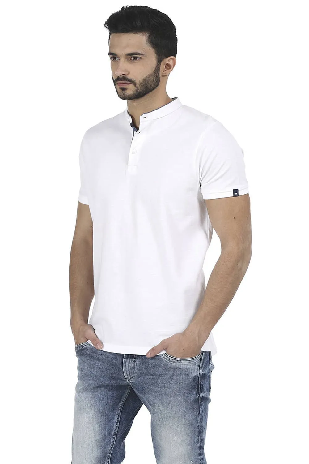 Muscle Fit Mandarin Collar T Shirt