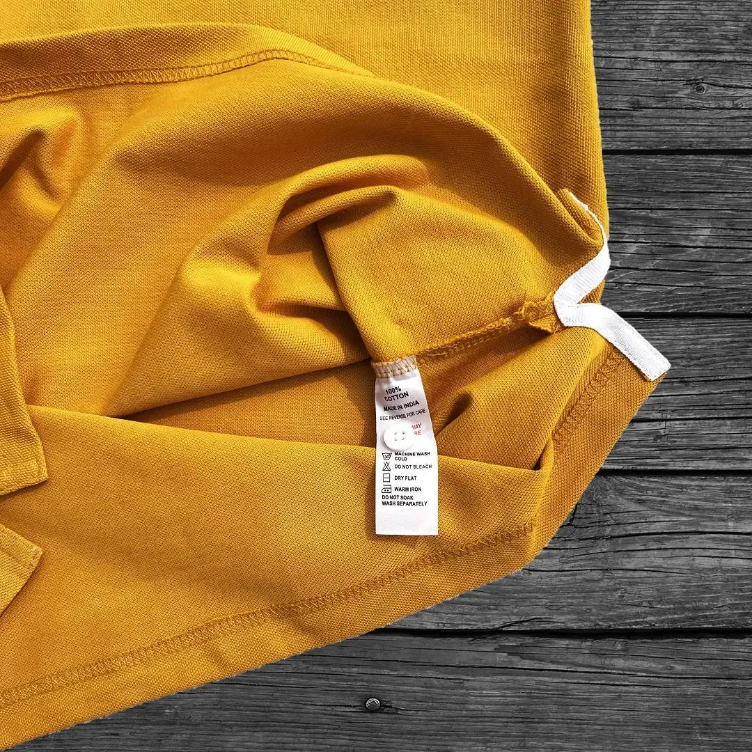 Mustard Yellow Polo T-Shirt with Black Shoulder Cut