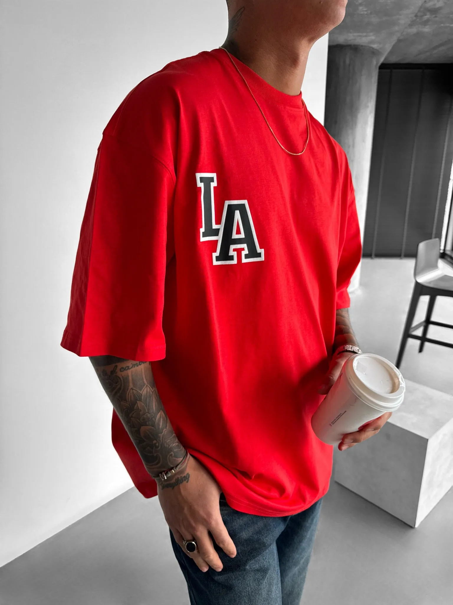 Oversize L.A T-shirt - Red