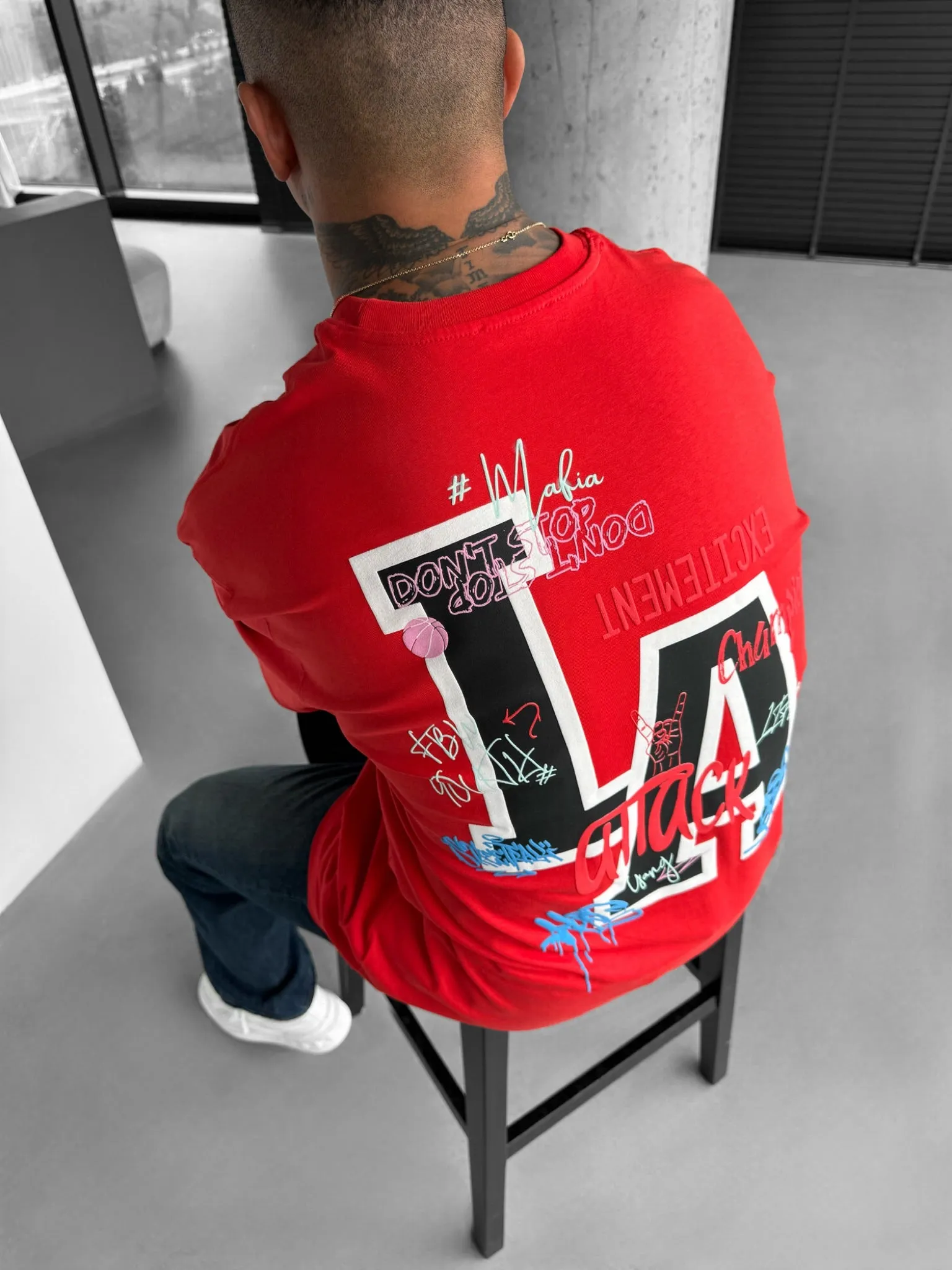 Oversize L.A T-shirt - Red