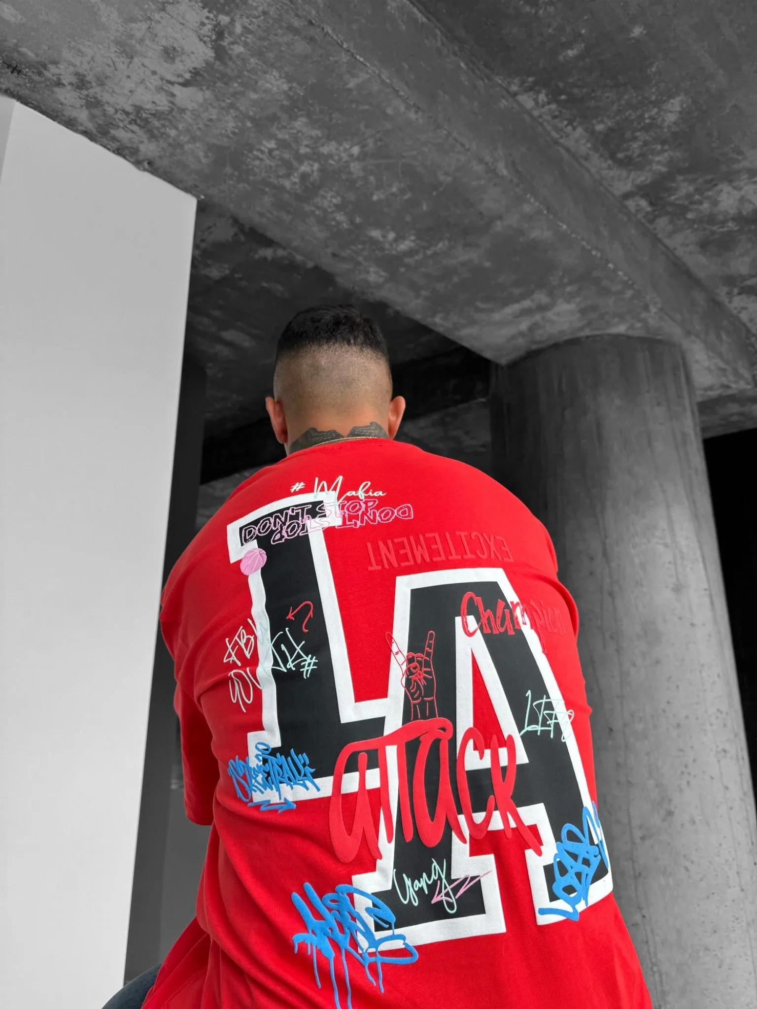 Oversize L.A T-shirt - Red