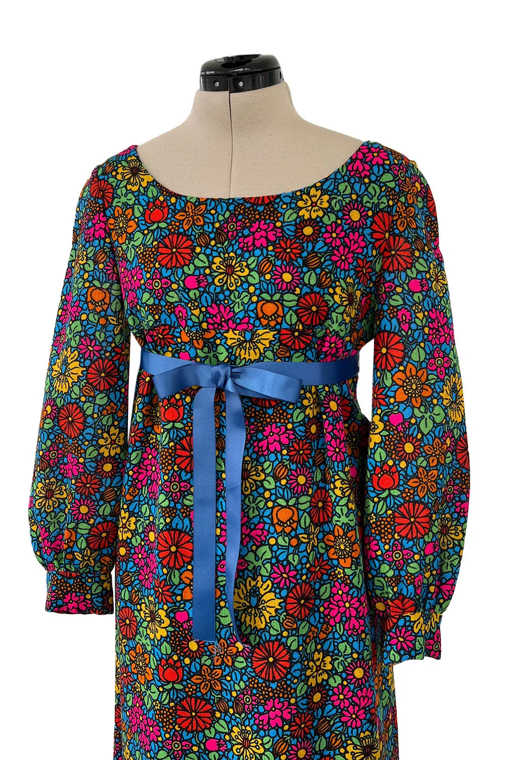 Rare & Exceptional Spring 1966 Yves Saint Laurent Sketch Documented Floral Print Dress