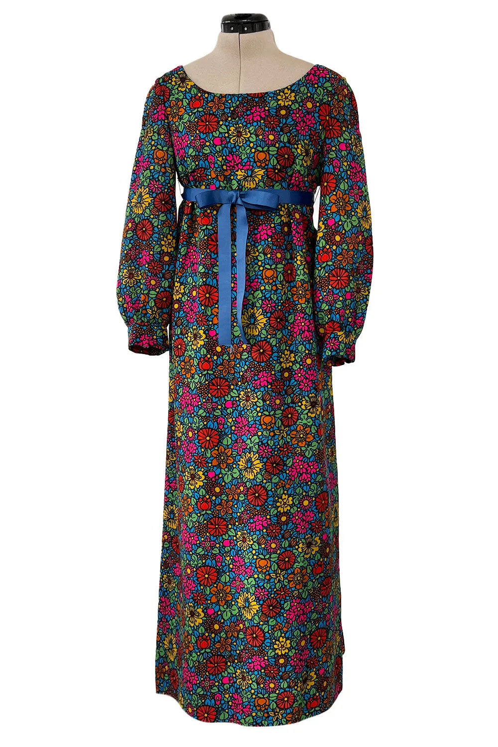 Rare & Exceptional Spring 1966 Yves Saint Laurent Sketch Documented Floral Print Dress
