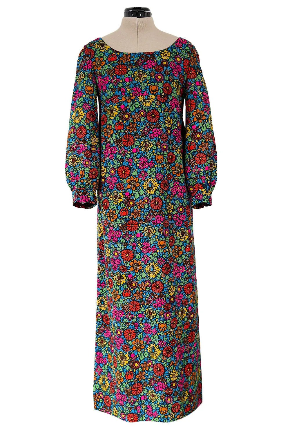 Rare & Exceptional Spring 1966 Yves Saint Laurent Sketch Documented Floral Print Dress