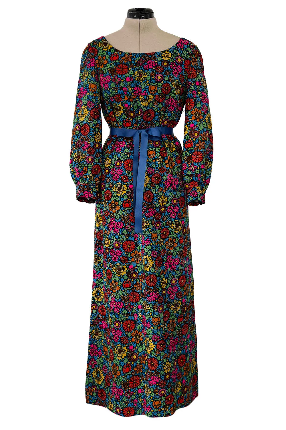 Rare & Exceptional Spring 1966 Yves Saint Laurent Sketch Documented Floral Print Dress