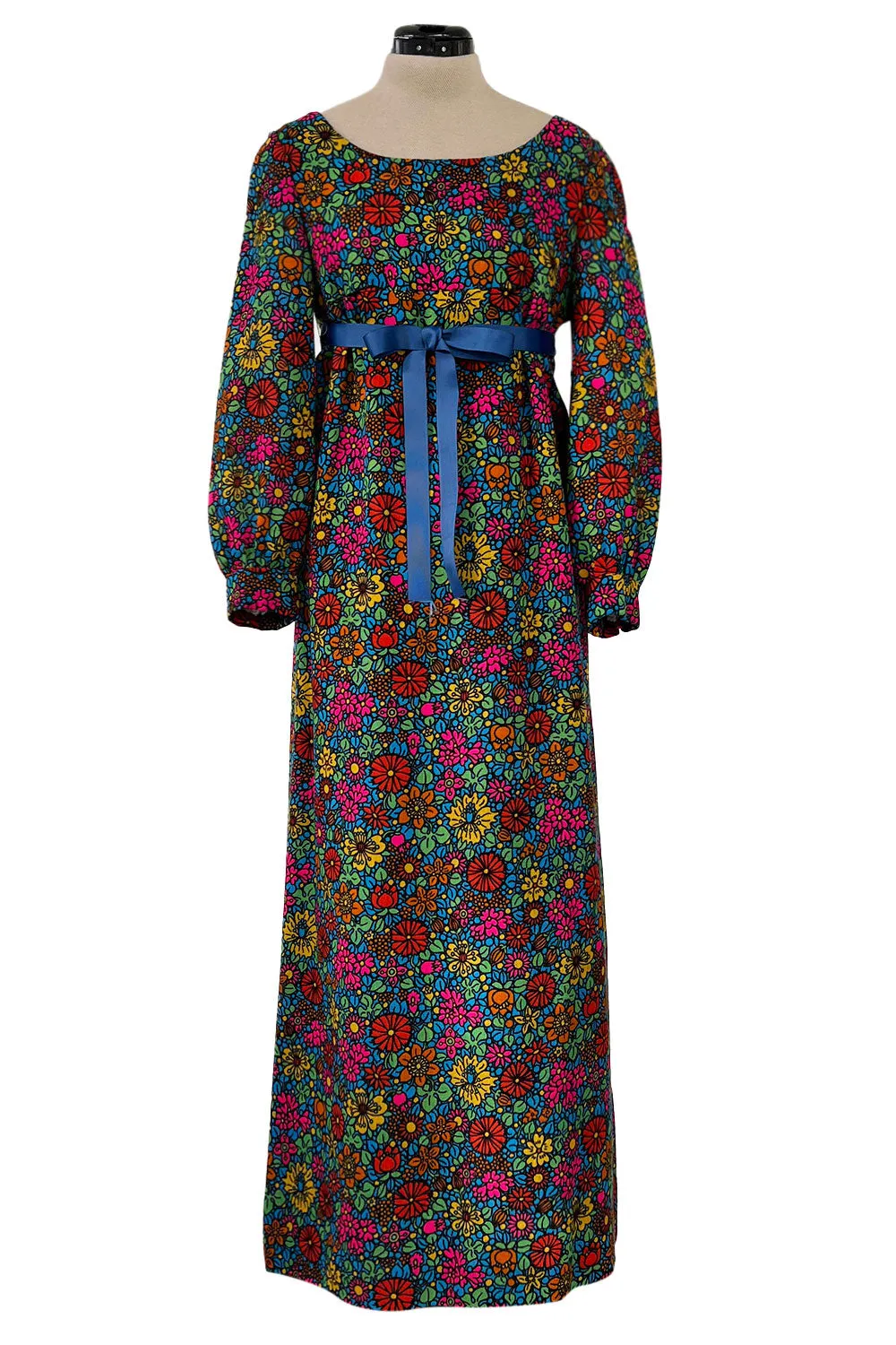 Rare & Exceptional Spring 1966 Yves Saint Laurent Sketch Documented Floral Print Dress