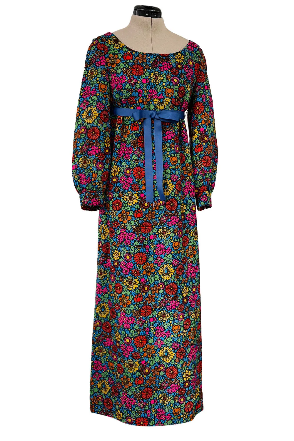 Rare & Exceptional Spring 1966 Yves Saint Laurent Sketch Documented Floral Print Dress