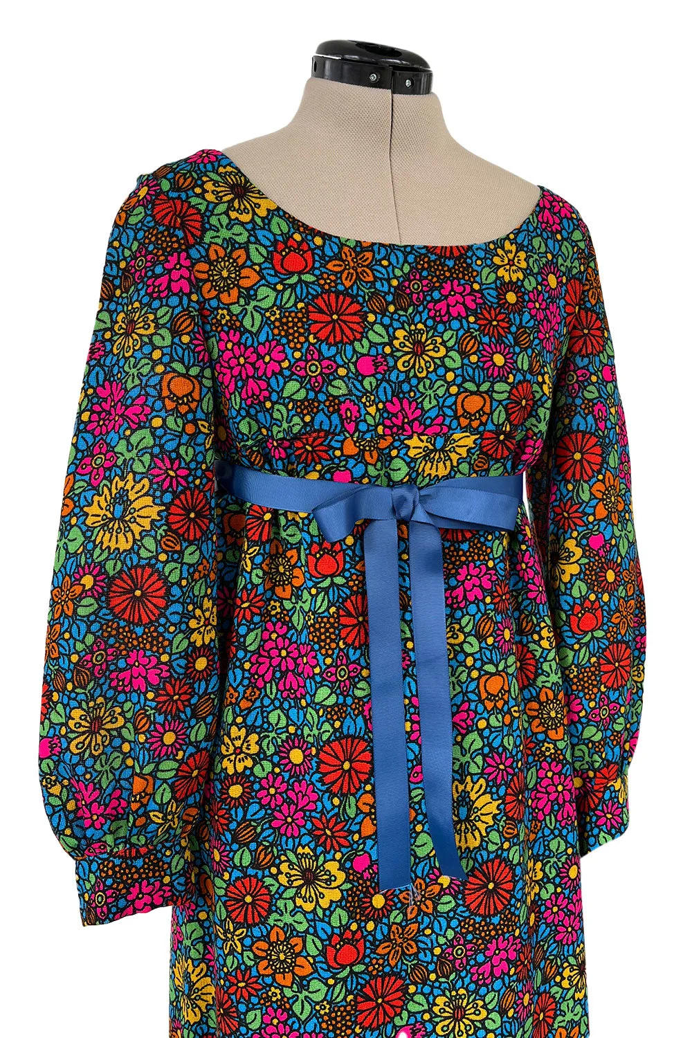 Rare & Exceptional Spring 1966 Yves Saint Laurent Sketch Documented Floral Print Dress