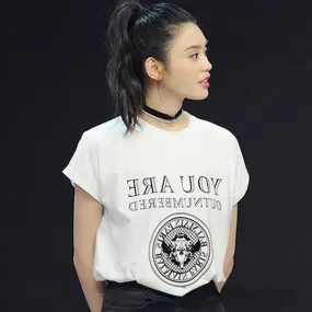 T Shirt Balmain Women's Balmain Short Sleeve Cotton Letters Loose Pullover T-shirt