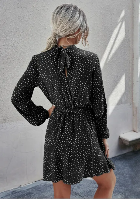 TastyHottie - Pretty Printed Ruffle Hem Shirt Dress
