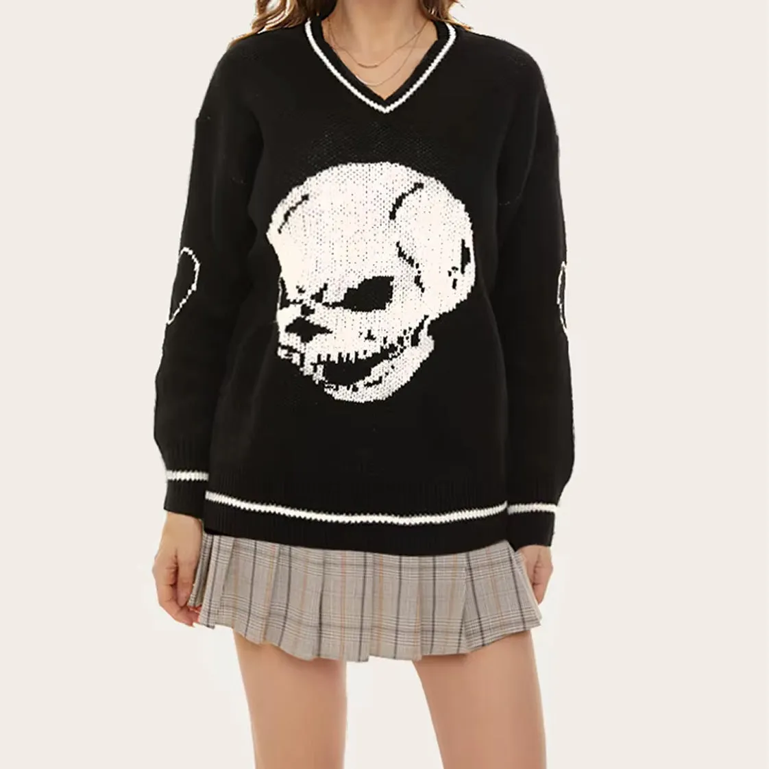 Y2K Cute Skull Sweater