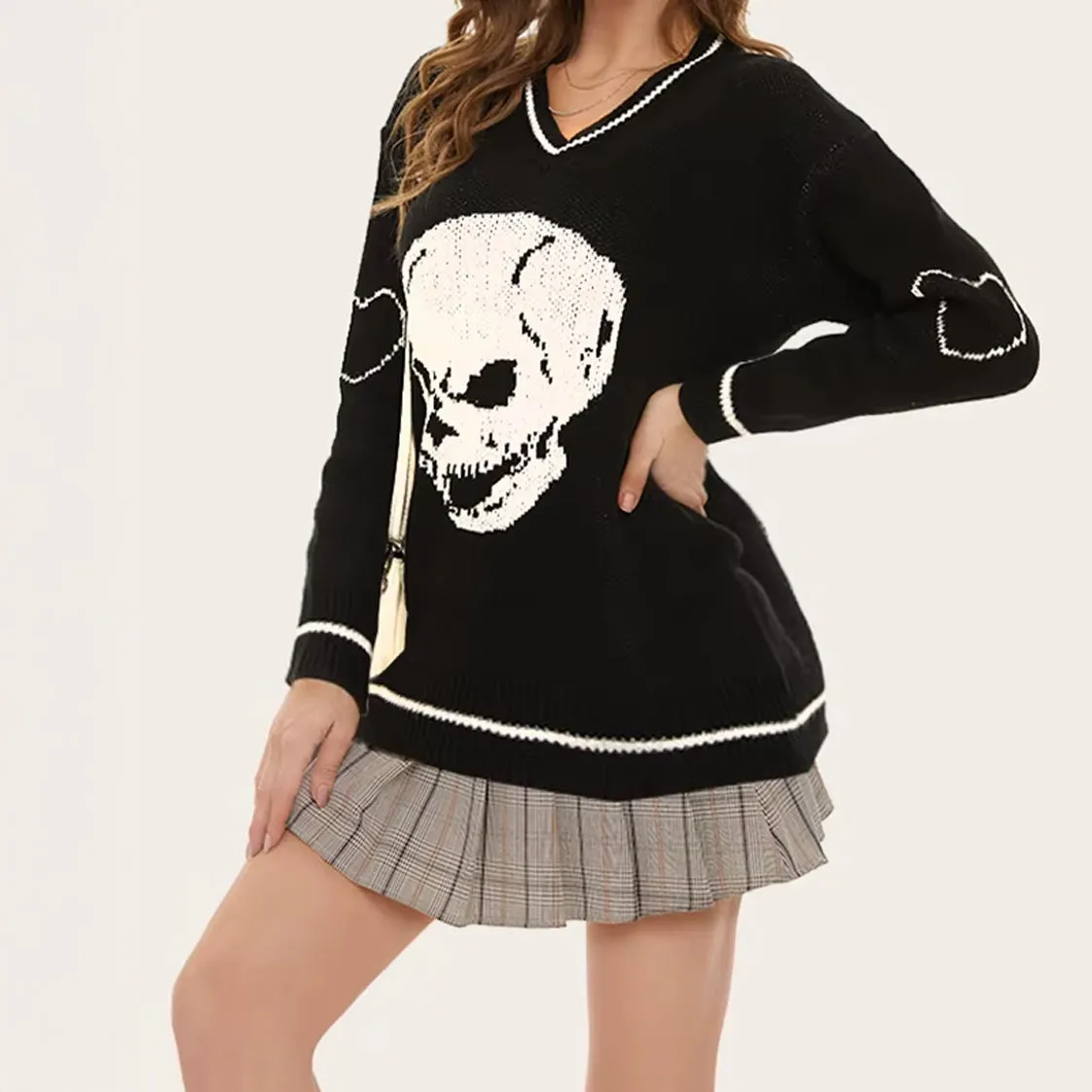 Y2K Cute Skull Sweater