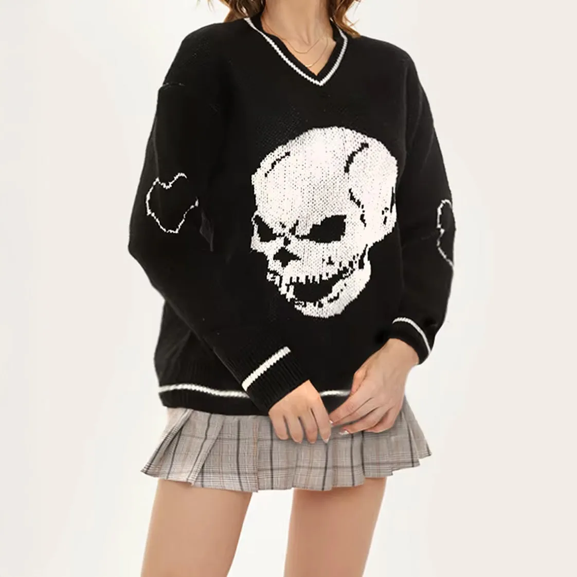 Y2K Cute Skull Sweater